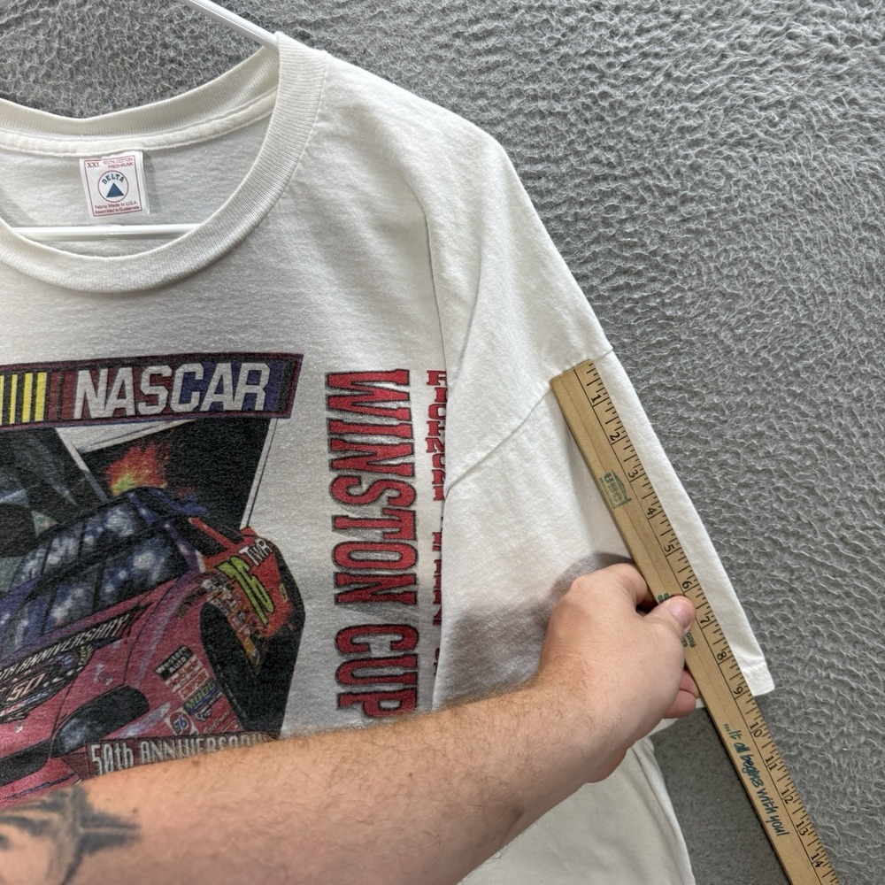 Vintage Nascar Shirt Adult 2XL XXL White Crewneck Tee Skater Grunge Faded 90s - Picture 5 of 11